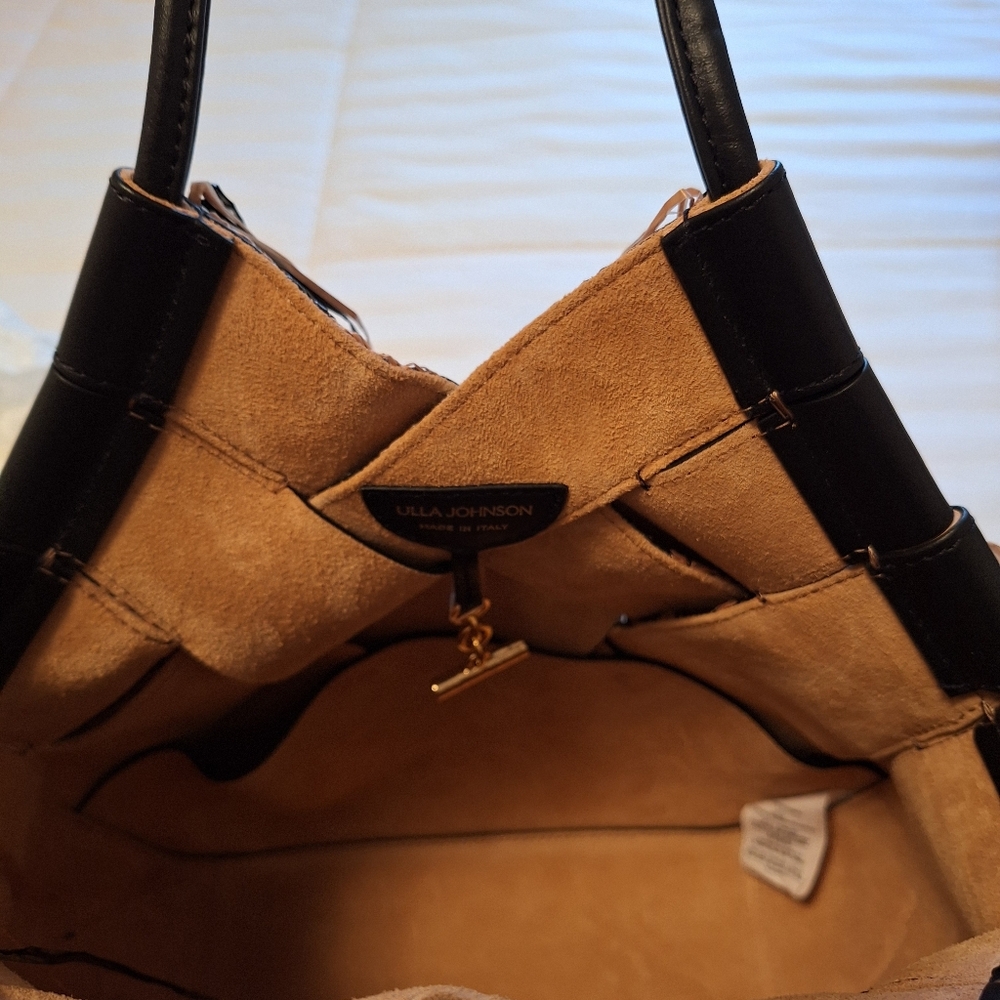 Ulla Johnson Charlotte fringe black & tapir shoulder bag with suede lining - Picture 13 of 15